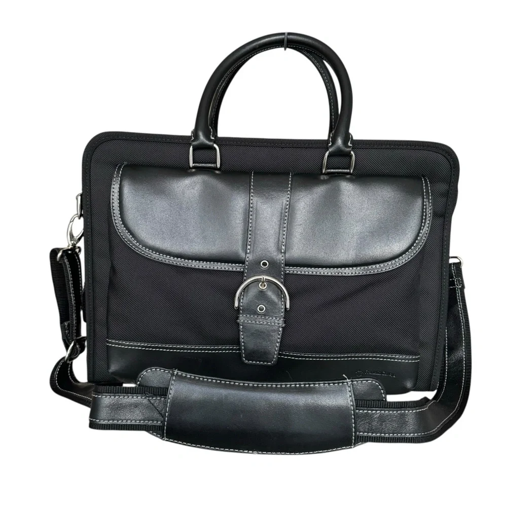 Franklin Covey Laptop Bag Briefcase Black Leather